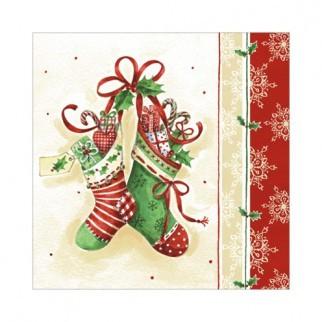 Салфетка для декупажа - 33 x 33 cm Christmas Stockings ― VIP Office HobbyART