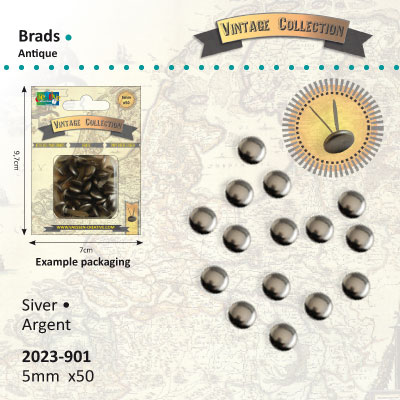 Brads Vintage 5mm x50 silver ― VIP Office HobbyART