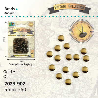Brads Vintage 5mm x50 gold ― VIP Office HobbyART