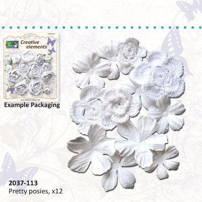 Цветы Creative elements white range pretty posies x12 ― VIP Office HobbyART