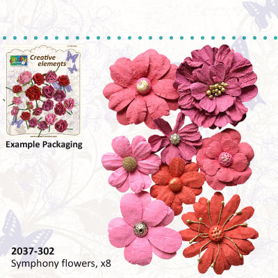 Цветы Creative elements handmade paper symphony flowers x8 pink ― VIP Office HobbyART