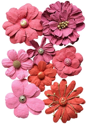 Creative elements handmade paper symphony flowers x8 pink ― VIP Office HobbyART