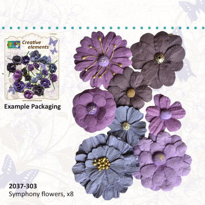 Creative elements handmade paper symphony flowers x8 purple ― VIP Office HobbyART