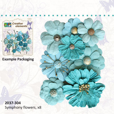 Creative elements handmade paper symphony flowers x8 blue ― VIP Office HobbyART