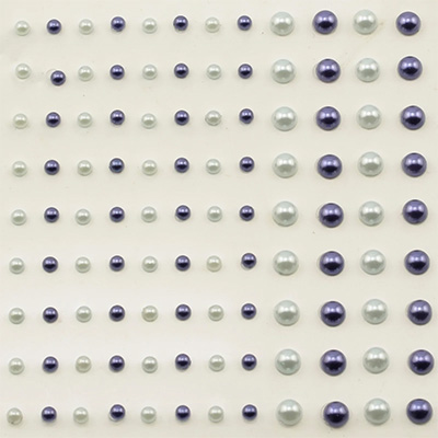 Adhesive half pearls 3+5mm 108pcs Light Grey and Dark Blue ― VIP Office HobbyART