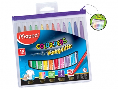 Фломастеры 12 цветов Maped ColorPeps Long Life с замком ― VIP Office HobbyART