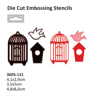 Die cut stencil 2014-23 birdhouses 52x90mm + 41x55mm + 45x34mm  ― VIP Office HobbyART
