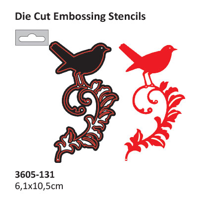 Die cut stencil 2014-57 bird on branch 61x105mm  ― VIP Office HobbyART