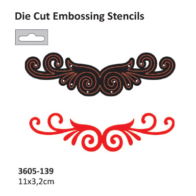 Die cut stencil 2014-65 symetric swirl 110x32mm  ― VIP Office HobbyART