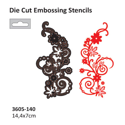 Die cut stencil 2014-60 floral swirl 144x70mm  ― VIP Office HobbyART