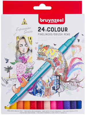 Creatives Fineliner Brush pen set 24 colours Bruynzeel ― VIP Office HobbyART