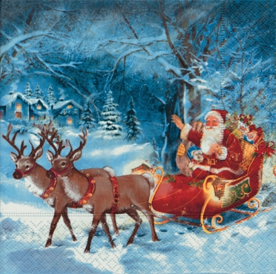 Napkin 60642 33 x 33 cm Santa on tour ― VIP Office HobbyART