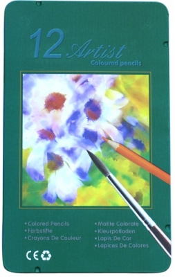 Карандаши акварельные "Renesans" 12 цветов в жестяной коробке + кисть ― VIP Office HobbyART