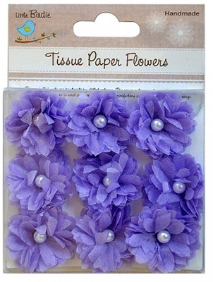 Tissue Pearl Flowers - Purple, 9pcs  ― VIP Office HobbyART