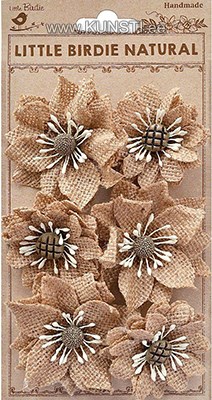 Handmade Flower -  Burlap Rosebella Natural, 6pcs ― VIP Office HobbyART
