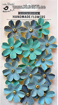 Handmade Flower - Zoey Washed Aqua Medley 18pc ― VIP Office HobbyART