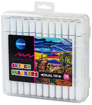 DUAL-TIP SKETC H MARKERS set of 36 text markers ― VIP Office HobbyART