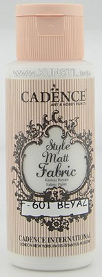 Tekstiilivärv Style matt fabric paint Cadence f-601 white  59 ml  ― VIP Office HobbyART