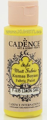Tekstiilivärv Style matt fabric paint Cadence f-635 lemon yellow 59 ml  ― VIP Office HobbyART