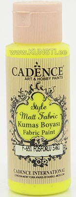 Tekstiilivärv Style matt fabric paint Cadence/ flouroscent f-651 yellow 59 ml ― VIP Office HobbyART