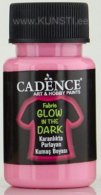 Флуоресцентная краска по текстилю Glow in the dark pink  fabric paint Cadence 50ml ― VIP Office HobbyART