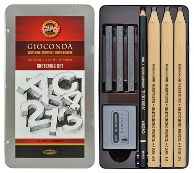 Набор для художника "Gioconda" професcиональный KOH-I-NOOR 8892 в металлическом пенале, 8 предметов ― VIP Office HobbyART