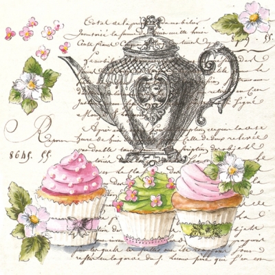 Salvrätik SLOG-041201 33 x 33 cm Retro Cupcakes and Teapot ― VIP Office HobbyART