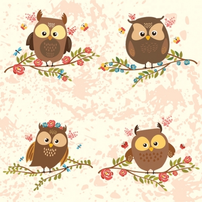 Napkin SLOG-042701 33 x 33 cm Brown Owls on Twigs ― VIP Office HobbyART