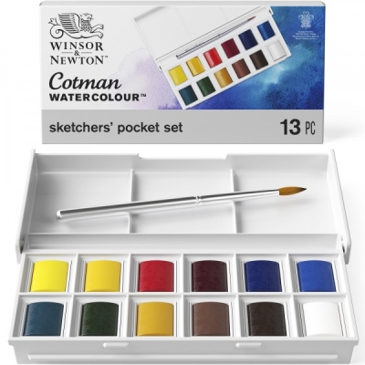 Набор акварельных красок Winsor & Newton TRAVEL set 12 цветов пластиковая коробка ― VIP Office HobbyART