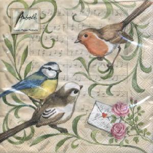 Салфетка для декупажа - 33 x 33 cm SINGING BIRDS ― VIP Office HobbyART