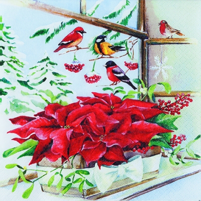 Салфетка для декупажа 611532 33 x 33 cm Basket with Poinsettia ― VIP Office HobbyART