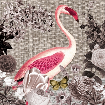Салфетка для декупажа NV-74979 33 x 33 cm Flamingo Sepia ― VIP Office HobbyART