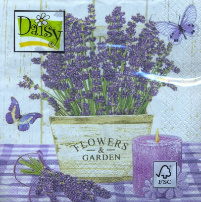 Napkin SDOG-016501 33 x 33 cm Lavender in a Wooden Pot ― VIP Office HobbyART