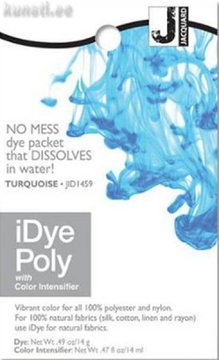 Краситель для полиэстра и нейлона Jacquard IDYE-1459 iDye Poly, 14 gr, бирюзовый ― VIP Office HobbyART