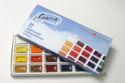 Набор акварельных красок "Ладога" 24цв картонная коробка ― VIP Office HobbyART