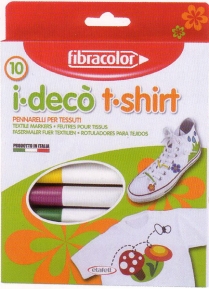 Набор текстильных фломастеров по ткани I-DECO T-SHIRT Fibracolor 10 цветов ― VIP Office HobbyART