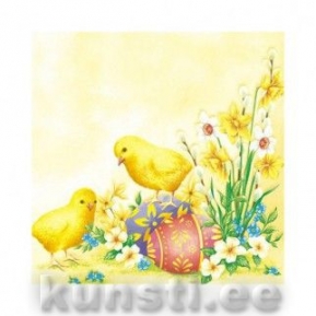 Салфетка для декупажа POULTS IN THE GRASS yellow ― VIP Office HobbyART