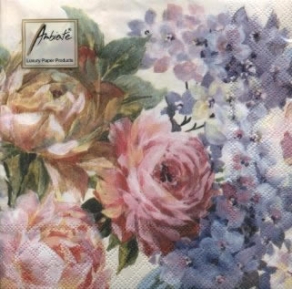 Napkin 13306610 33 x 33 cm PAINTED FLOWERS ― VIP Office HobbyART