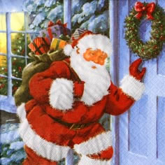 Салфетка для декупажа 303513  - 33 x 33 cm Santa at Front Door ― VIP Office HobbyART