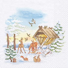 Napkin 610820  - 33 x 33 cm Animals in Winter ― VIP Office HobbyART