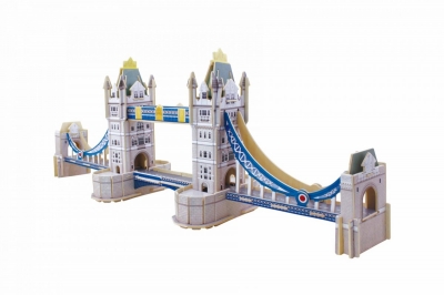MJ401 Wooden puzzle with colored paper Tower Bridge ― VIP Office HobbyART